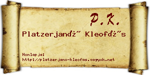 Platzerjanó Kleofás névjegykártya